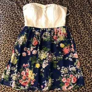 Strapless Floral Dress